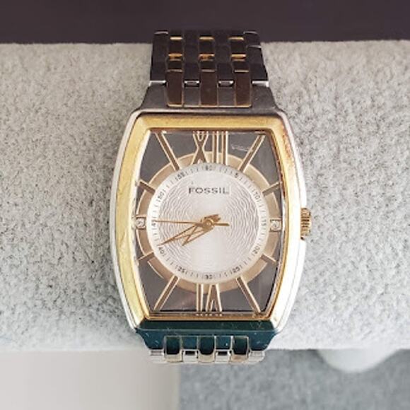 Fossil Stainless Steel Unisex‎ Watch ES1414 Two-Toned with Fresh Battery - Picture 5 of 9